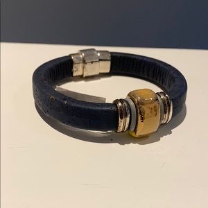 Navy Cork Bracelet w/ Porcelain Bead